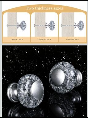 Crystal Resin Drawer Knobs in Silver Tone